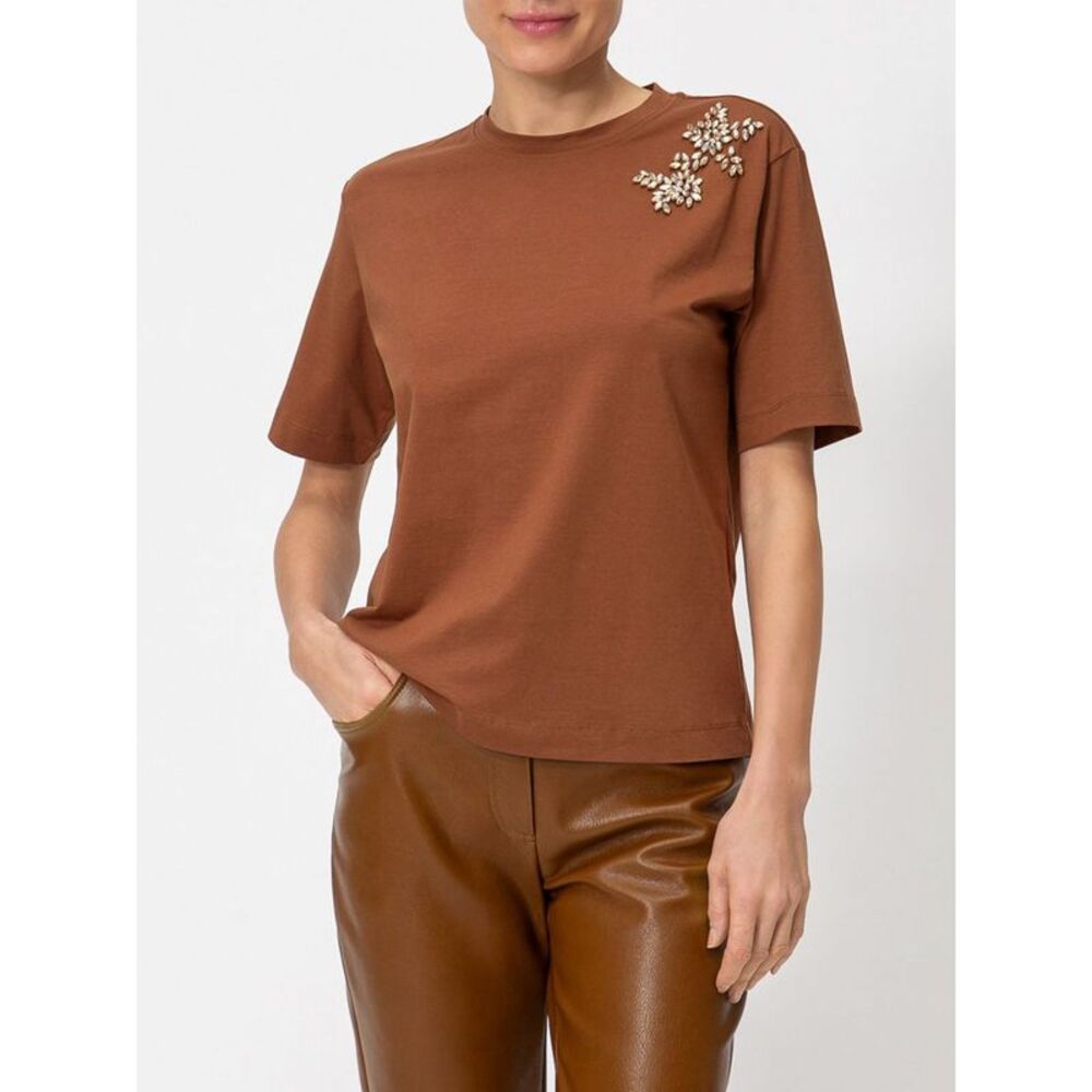 Actitude Twinset Women Actitude Twinset Crystal-Embroidered Cotton T-Shirt
